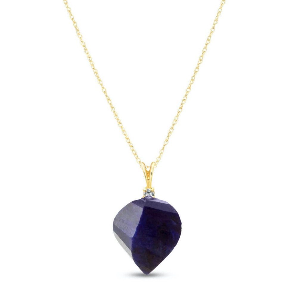 14k Gold Necklace Diamond & Twisted Sapphire